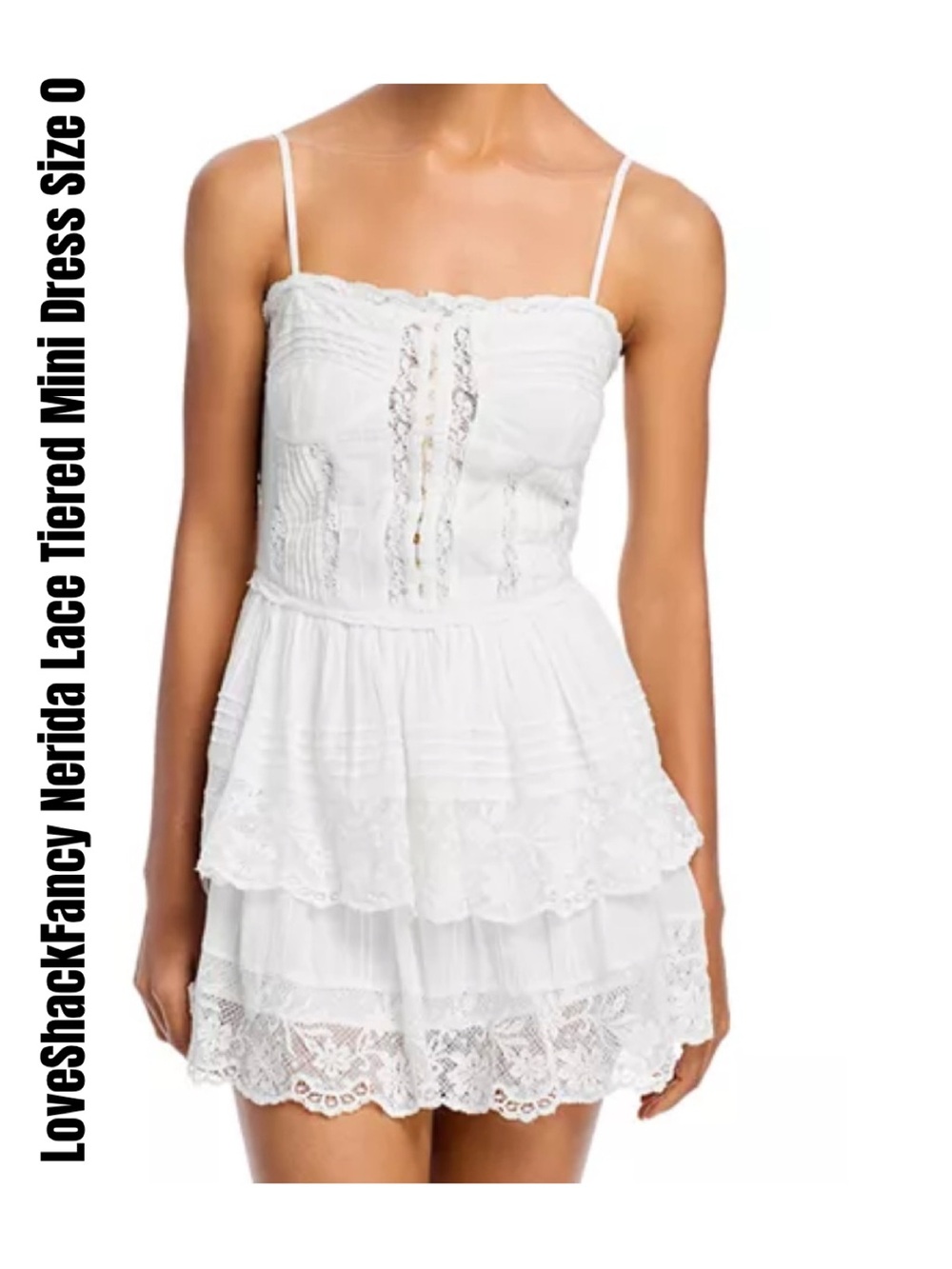 LoveShackFancy Nerida Lace Tiered Mini Dress Size 0